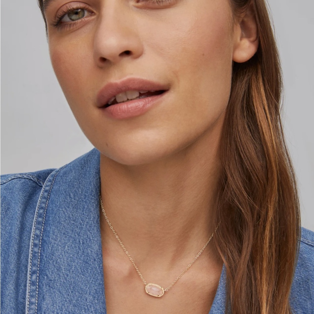 Kendra Scott Elisa Gold w/ Rose Quartz Necklace NEW - Picture 6 of 12